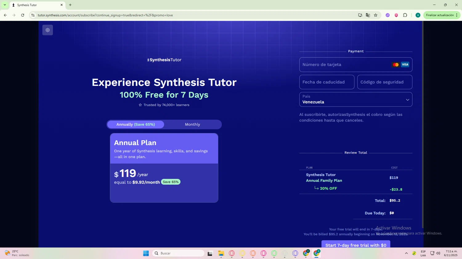 Synthesis Tutor promo code screenshot showing code LOVE applied at Synthesis Tutor checkout page. Uploaded by SimplyCodes community member QuestShopper227 on Nov 6, 2025