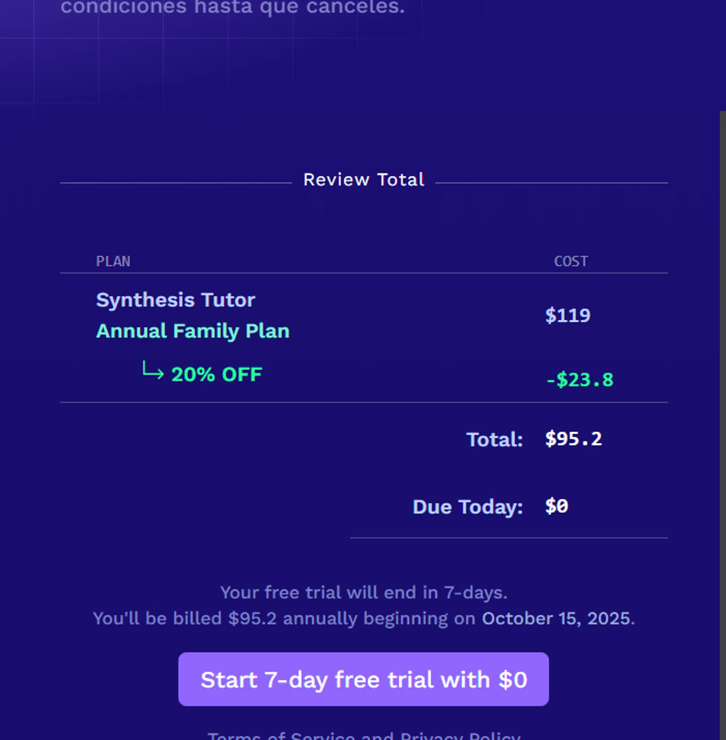 Synthesis Tutor promo code screenshot showing code LOVE applied at Synthesis Tutor checkout page. Uploaded by SimplyCodes community member Sova_Valorant on Oct 8, 2025