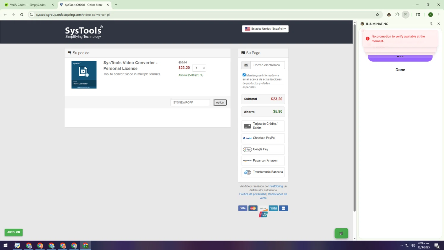SysTools Software promo code screenshot showing code SYSNEWROFF applied at SysTools Software checkout page. Uploaded by SimplyCodes community member HUMANIZER on Sep 13, 2025