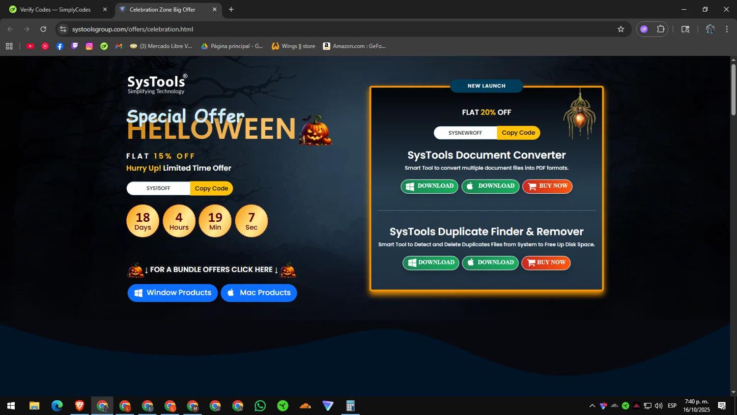 SysTools Software promo code screenshot showing code SYSNEWROFF applied at SysTools Software checkout page. Uploaded by SimplyCodes community member RoyalAdmiral1682 on Oct 16, 2025