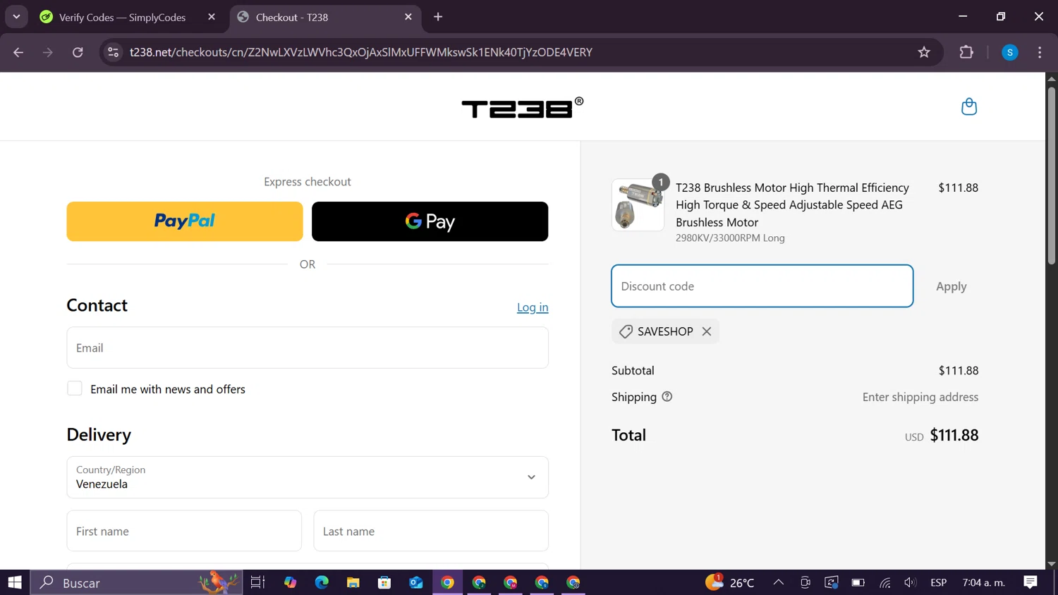 T238 discount code screenshot showing code saveshop applied at T238 checkout page. Uploaded by SimplyCodes community member CodeExpert981 on Apr 17, 2025