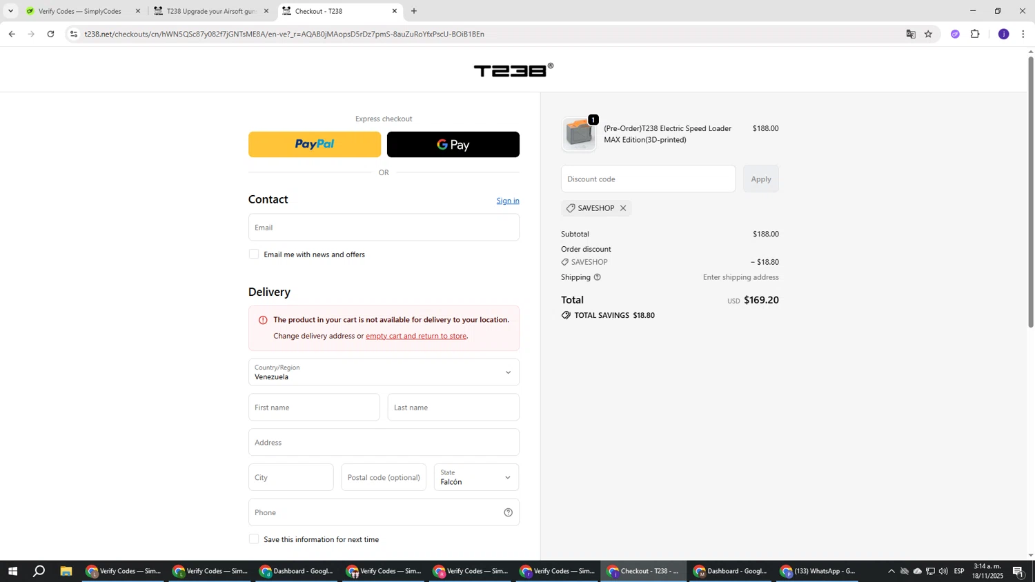 T238 discount code screenshot showing code saveshop applied at T238 checkout page. Uploaded by SimplyCodes community member simplycodesssss on Nov 18, 2025