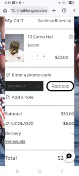 NICOLAS20 coupon verification screenshot