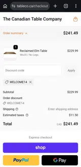 welcome14 coupon verification screenshot