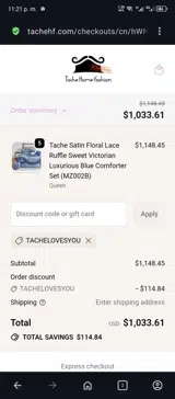 TACHELOVESYOU coupon verification screenshot
