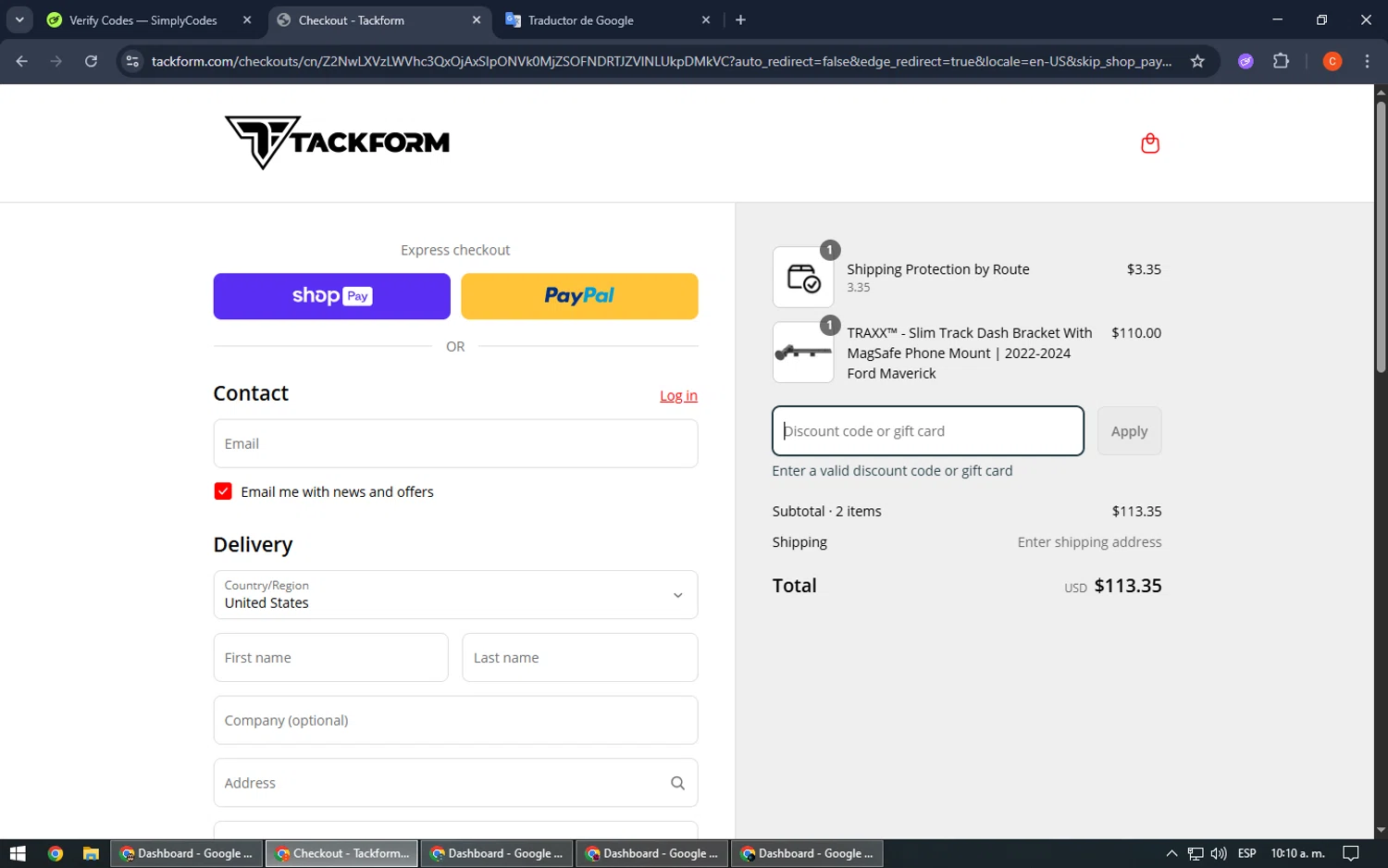Tackform discount code screenshot showing code FREEDOM15 applied at Tackform checkout page. Uploaded by SimplyCodes community member RoyalHawk6408 on Jul 8, 2025