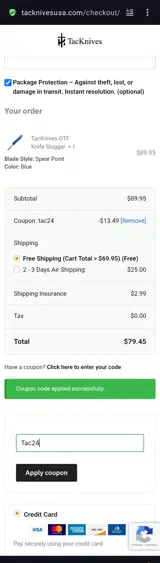 Tac24 coupon verification screenshot
