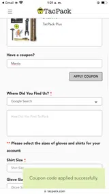 Mantis coupon verification screenshot