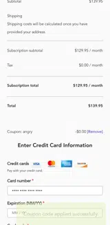 ANGRY coupon verification screenshot
