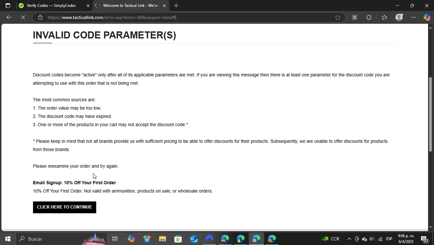 Tactical Link checkout page showing Tactical Link promo code box | Screenshot taken by SimplyCodes community member on Apr 7, 2025