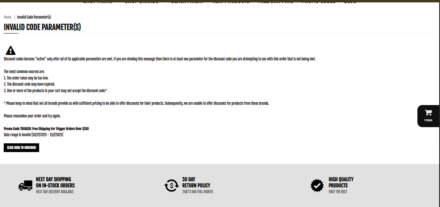 Tactical Link promo code screenshot showing code TRIGGEr applied at Tactical Link checkout page. Uploaded by SimplyCodes community member larenacida on Nov 30, 2025