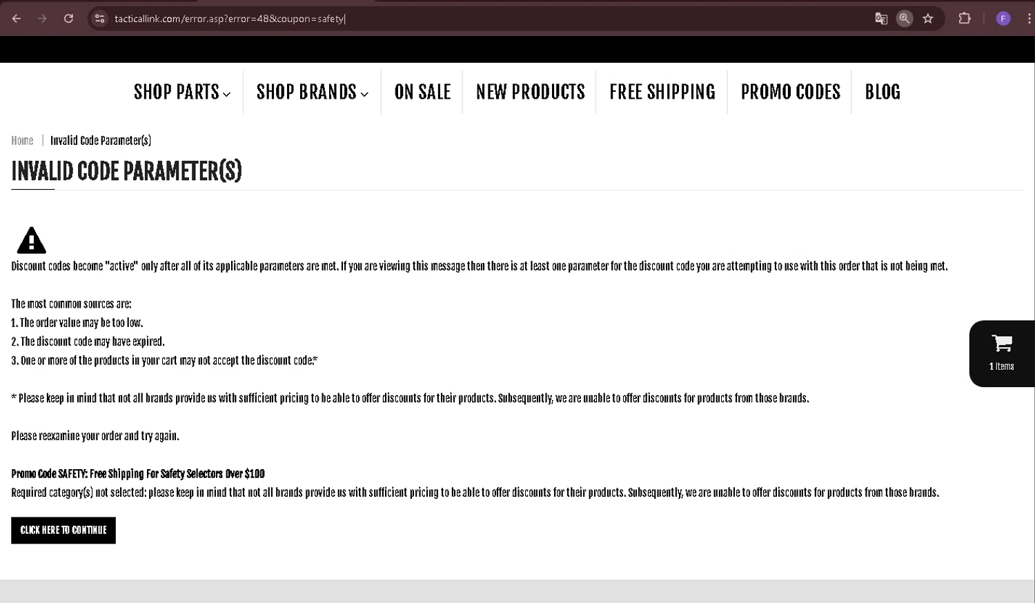 Tactical Link promo code screenshot showing code SAFETY applied at Tactical Link checkout page. Uploaded by SimplyCodes community member Richard2 on Jul 9, 2025