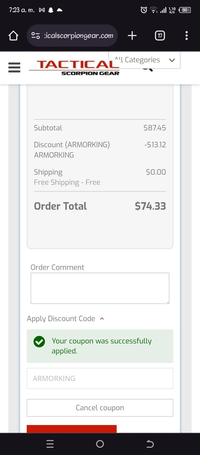 where to use Troph-E-Shop promo code box