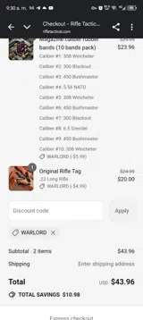 Warlord coupon verification screenshot