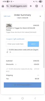 Tactical Trigger coupon verification screenshot