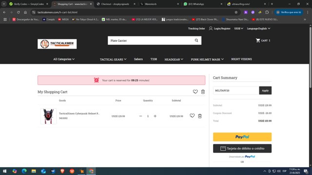 Tactical X-Men checkout page showing Tactical X-Men promo code box | Screenshot taken by SimplyCodes community member on Jun 21, 2025