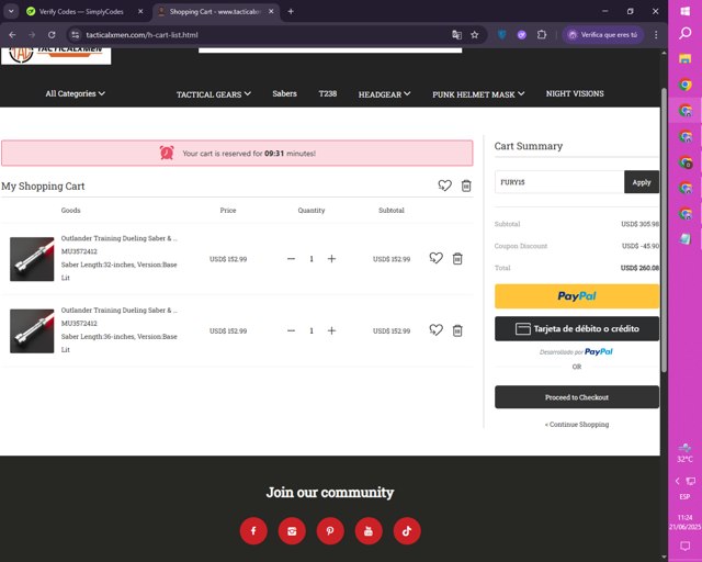 Tactical X-Men checkout page showing Tactical X-Men promo code box | Screenshot taken by SimplyCodes community member on Jun 21, 2025