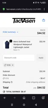 TACVASEN coupon verification screenshot