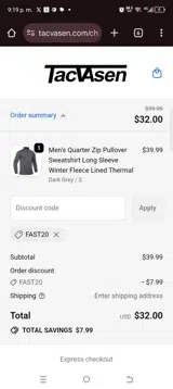 TACVASEN coupon verification screenshot