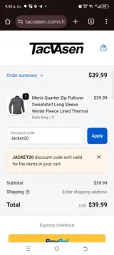 TACVASEN coupon verification screenshot