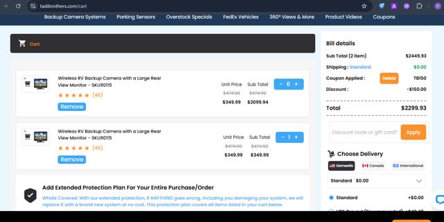 Tadibrothers checkout page showing Tadibrothers coupon code box | Screenshot taken by SimplyCodes community member on Jul 4, 2025