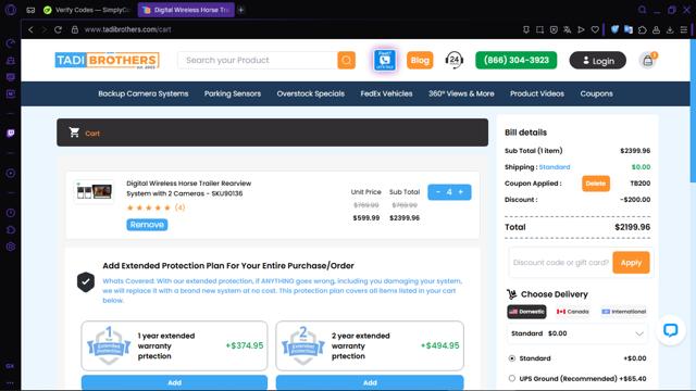 Tadibrothers checkout page showing Tadibrothers coupon code box | Screenshot taken by SimplyCodes community member on Aug 11, 2025