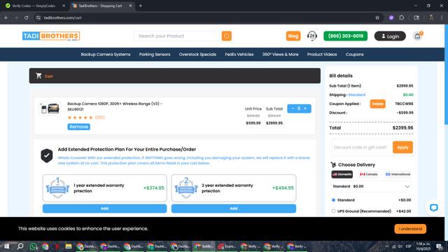 Tadibrothers checkout page showing Tadibrothers coupon code box | Screenshot taken by SimplyCodes community member on Jun 10, 2025