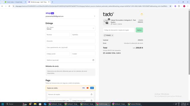 Tado checkout page showing Tado discount code box | Screenshot taken by SimplyCodes community member on Jul 10, 2025