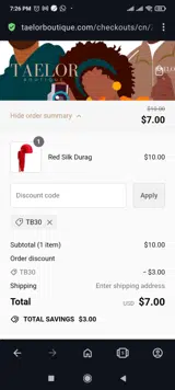 Tb30 coupon verification screenshot