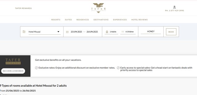 TAFER Hotels & Resorts checkout page showing TAFER Hotels & Resorts promo code box | Screenshot taken by SimplyCodes community member on Jun 13, 2025