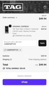 TAG Grading coupon verification screenshot