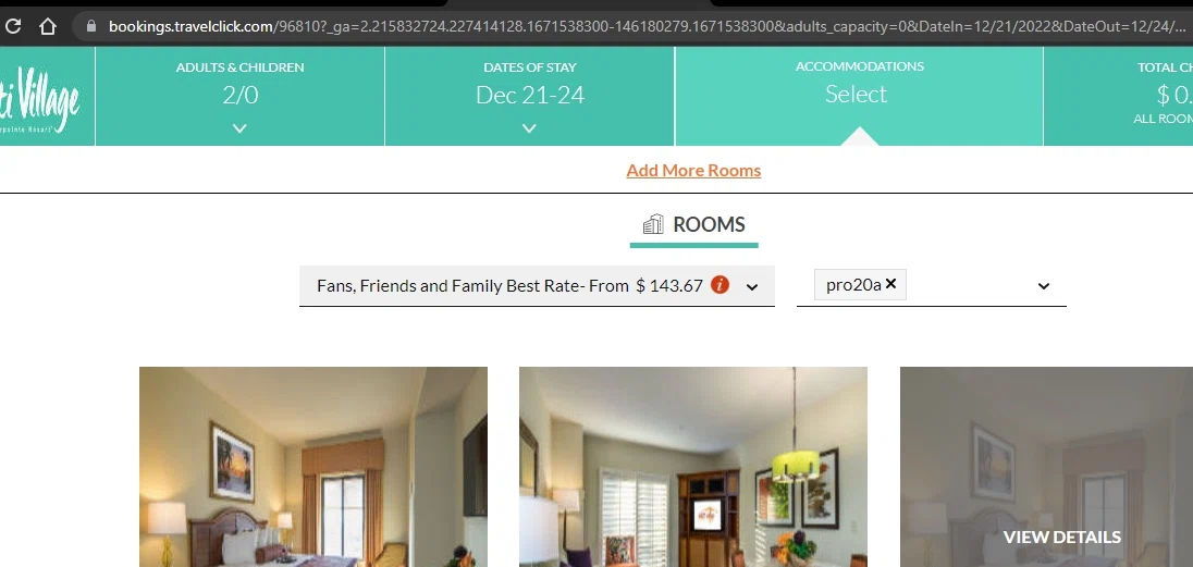 Tahiti Village Resort checkout page showing Tahiti Village Resort discount code box | Screenshot taken by SimplyCodes community member on Dec 20, 2022