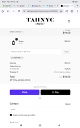 TAHNYC coupon verification screenshot
