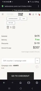 4shirts coupon verification screenshot