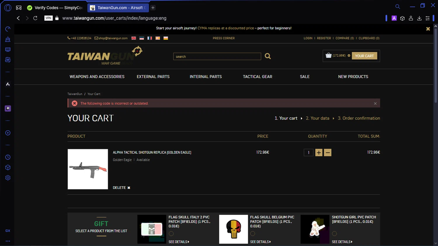 Taiwangun coupon code screenshot showing code CUT15 applied at Taiwangun checkout page. Uploaded by SimplyCodes community member SavingsWhiz9509 on Mar 5, 2025