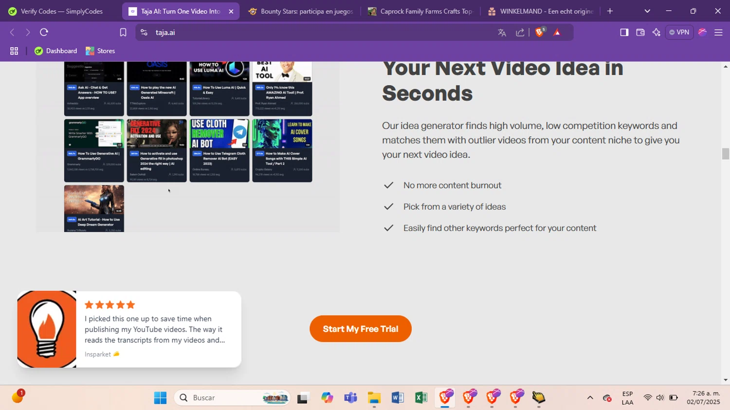 Taja AI promo code screenshot showing code TajaBF2024 applied at Taja AI checkout page. Uploaded by SimplyCodes community member antoooooooooooooo on Feb 7, 2025