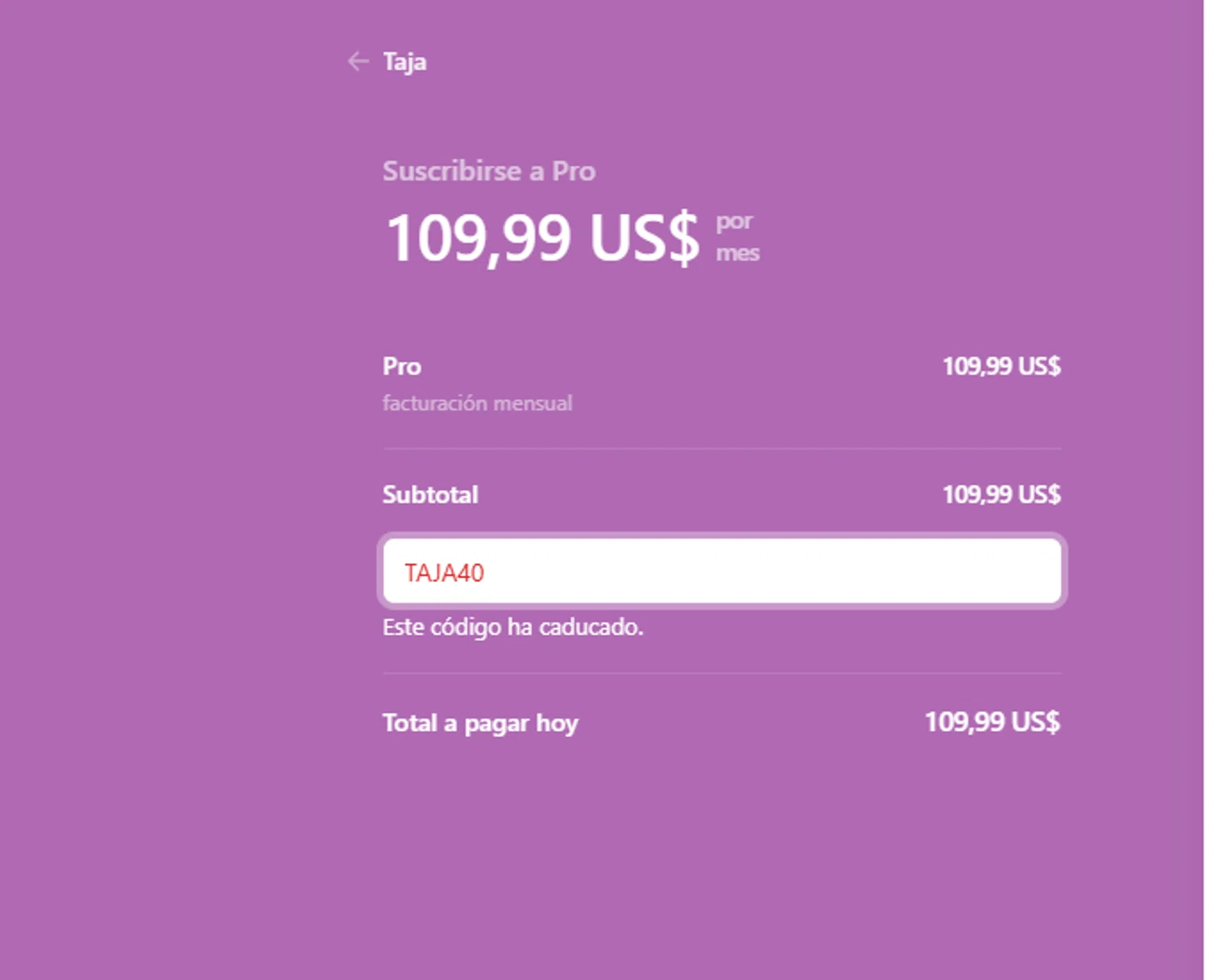 Taja AI promo code screenshot showing code Taja40 applied at Taja AI checkout page. Uploaded by SimplyCodes community member Eminem on Mar 26, 2025