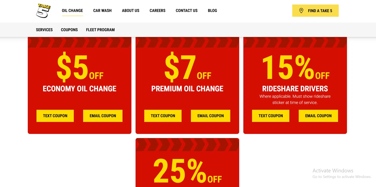Take 5 Oil Change promo code screenshot showing code wsride15fs applied at Take 5 Oil Change checkout page. Uploaded by SimplyCodes community member Lioniel on Jan 31, 2025