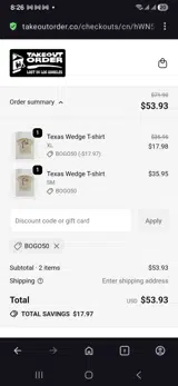 Takeout Order coupon verification screenshot