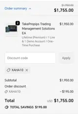 XAHA10 coupon verification screenshot