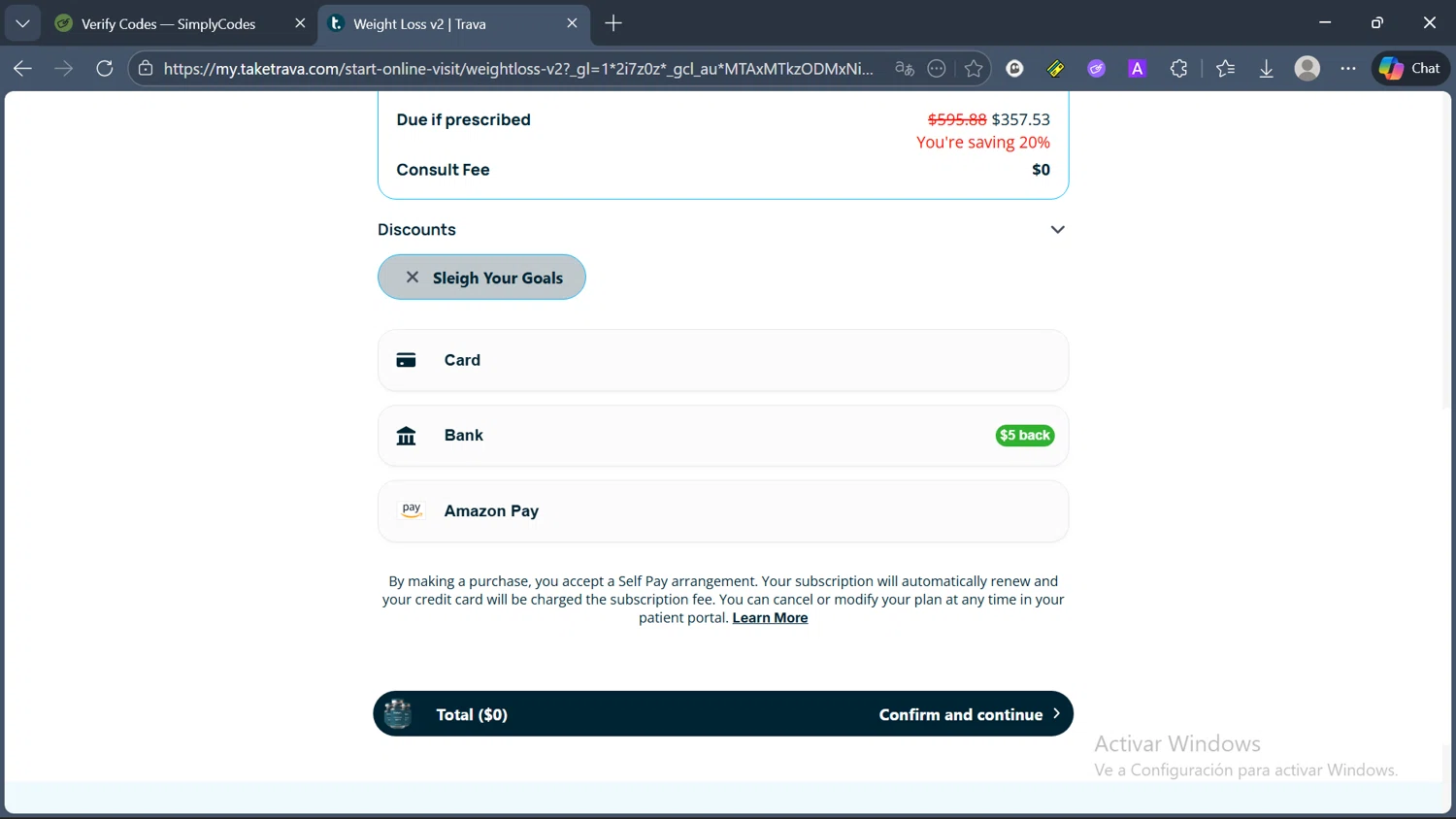 Take Trava promo code screenshot showing code Sleighyourgoals applied at Take Trava checkout page. Uploaded by SimplyCodes community member comidaparallevar on Jan 7, 2026