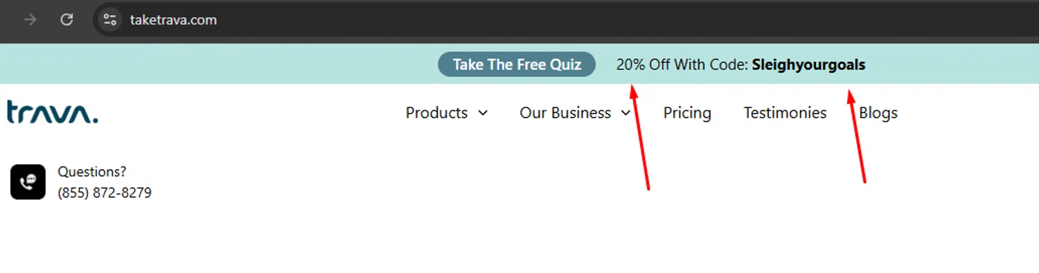 Take Trava promo code screenshot showing code Sleighyourgoals applied at Take Trava checkout page. Uploaded by SimplyCodes community member argenygalvez on Dec 9, 2025