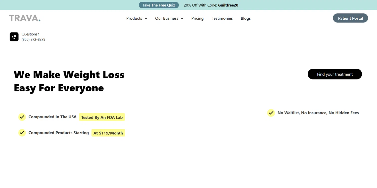 Take Trava promo code screenshot showing code Guiltfree20 applied at Take Trava checkout page. Uploaded by SimplyCodes community member marielysmorales on Nov 22, 2025