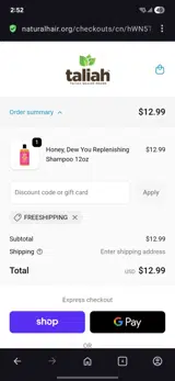 Taliah Waajid coupon verification screenshot