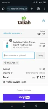 Taliah Waajid coupon verification screenshot