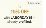 LABORDAY15 coupon verification screenshot