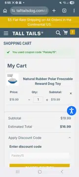 Paisley15 coupon verification screenshot