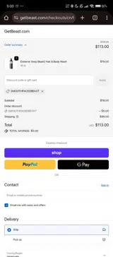 SMOOTHFACEDBEAST coupon verification screenshot