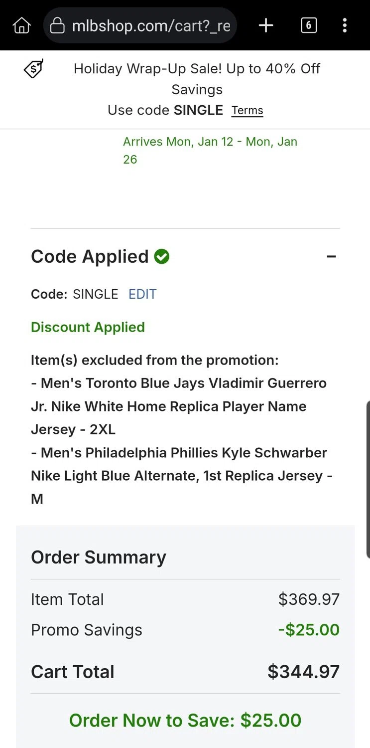 Tampa Bay Rays promo code screenshot showing code single applied at Tampa Bay Rays checkout page. Uploaded by SimplyCodes community member Carloslvz on Dec 22, 2025