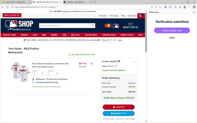 Tampa Bay Rays checkout page showing Tampa Bay Rays promo code box | Screenshot taken by SimplyCodes community member on Sep 30, 2025